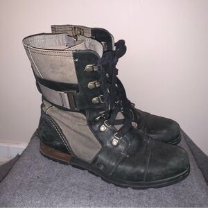 Sorel Major Carly Lace-Up Boots Black Grey 10